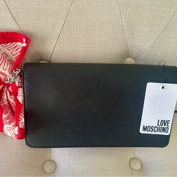 Love Moschino Black Shoulder Bag with Bow - Picture 5 of 5